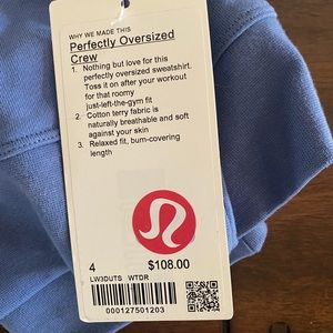 Lululemon NWT Perfectly Oversized Crew size 4